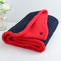 Yellow Apple Cable Fur Blanket - Navy Blue-image-48