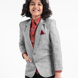 Pine Kids Full Sleeves Textured Blazer - Grey-picture-16
