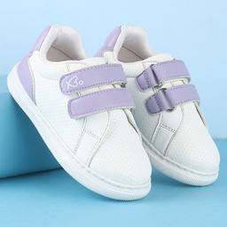 Babyoye Velcro Closure Casual Shoes - White & Lavender-image-6