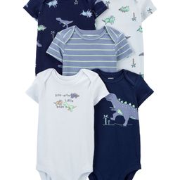 Carter's Half Sleeves Baby 5-Pack DinosaurBodysuits - Navy White & Grey-image-7