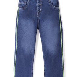 Babyhug Full Length With Stretch Denim Washed Jeans - Blue-image-97