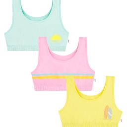 Plan B Sleeveless Pack Of 3 Sun Printed & Striped Sports Bras - Mint Pink & Yellow-image-78