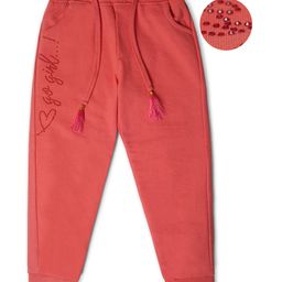 Nino Togs Cotton Loopknit Stone Embellished Joggers - Pink-image-15