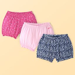 Pine Kids Cotton Lycra Knit Bloomer with Floral Print Pack of 3 - ( Color May Vary )-picture-32