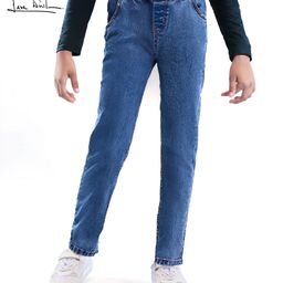 Arias Cotton Woven Full Length Solid Denim Jeans With Belt - Royal Blue-image-100