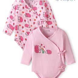 Babyoye Cotton Woven Full Sleeves Jhablas With Floral & Animal Print Pack of 2 - Light Pink-image-97