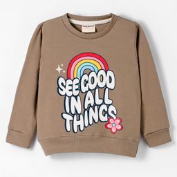 Lazy Bones Looper Knit Full Sleeves T-Shirt with Text Print - Brown-image-74