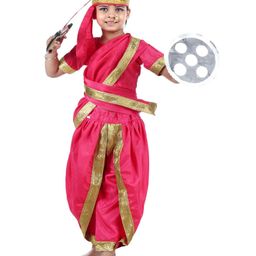 BookMyCostume Half Sleeves Rani Laxmi Bai Costume Set - Pink & Golden-image-25