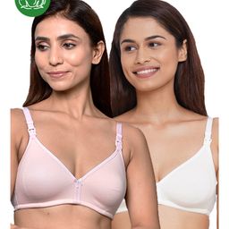 Inner Sense Organic Cotton Pack Of 2 Solid Antimicrobial Soft Feeding Bras - Multi Colour-image-88