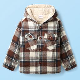 Babyhug Full Sleeves Hooded Checkered Winter Jacket with Front Pocket Detailing -Multicolor-picture-23
