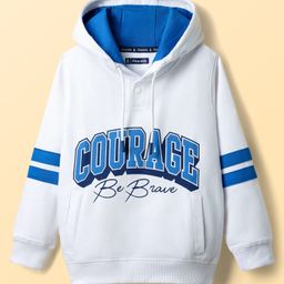 Pine Kids Cotton Knit Full Sleeves Hooded Sweatshirt With Text Print - White-picture-43
