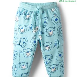 Babyoye 100% Cotton Terry Knit Full Length Lounge Pant with Animal Print - Light Blue-picture-21