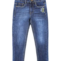 Under Fourteen Only Cotton Denim Never Give Up Text Embroidered & Mild Washed Jeans - Light Blue-picture-46