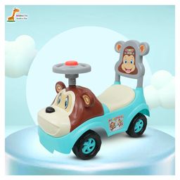 Bishmeva Monkey Ride On Toy Car for Kids with Steering Wheel, Backrest & Storage. Indoor/Outdoor Ride Toy for Toddlers (Blue)-image-64