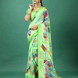 A.V.M. SILK MILLS Printed Satin Saree with Blouse Piece-image-76