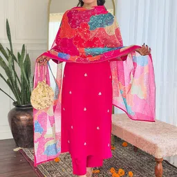 AG TEXTILE Women Embroidered Regular Thread Work Kurta with Trousers & With Dupatta-picture-44