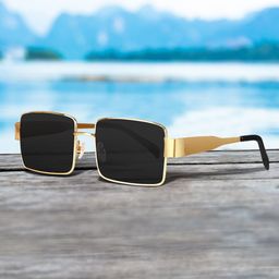ROYALTAIL Unisex Black Lens & Gold-Toned Square Sunglasses with-image-22