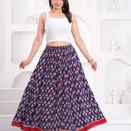 Clothy N Wave Floral Printed Flared Maxi Skirt-image-41
