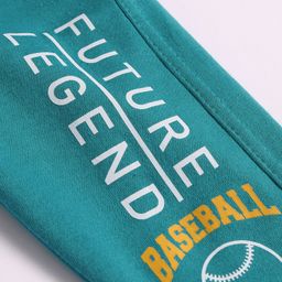 Zero Interlock Knit Full Length Lounge Pants with Text Print - Teal Blue image 3