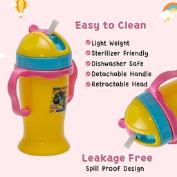 Adore Grippo Straw Sipper with Retractable Head & Twin Handle-250ml image 4