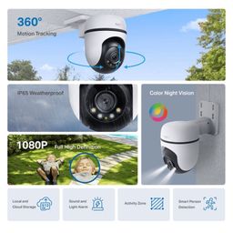tp link TP-LinkOutdoor Pan/Tilt Home Security WiFi Smart Camera | 2MP 1080p Full HD Live View | 360° Visual Coverage | Night Vision | Support Alexa and Google Assistant | 2-Way Audio image 4