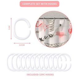 Aura 2-Pcs Pink & Grey Eiffel Tower Printed Waterproof ShowerCurtainWithHooks image 3