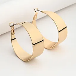 Kazo Gold-Plated Contemporary Hoop Earrings-image-58