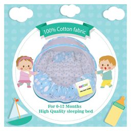 Kwitchy New Born Baby Bedding Combo Set Foam Insert Mattress with Net & Sleeping Bag for 0-12 Months Infants (Blue) image 5