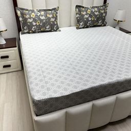 Pure Decor Royal Majestic Grey Printed Cotton 330 TC King Bedsheet Set2.74 m x 2.74 m-image-16