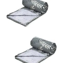 Myntra Elegant Homes Grey & White Set of 2 Floral Microfiber Summer 150 GSM Single Bed Dohar-3