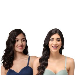 Women Cotton Blue,Green Padded Non-Wired Lingerie Bra Sport wear Gym Crop Tank Top-56