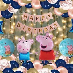 Printed peppa pig birthday theme decoration combo set for kids girls boys Balloon-image-97
