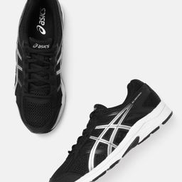 ASICS Men Black & Silver-Toned Woven Design Gel-Contend B+ Running Shoes-49