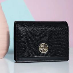 Carlton London Black Textured Bi-Fold Wallet for Women-image-0