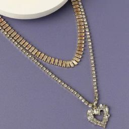 Sohi Gold Designer Statement Stones Necklace-image-77
