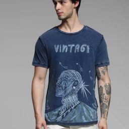 Jack & Jones Blue Cotton Regular Fit Printed T-Shirts-image-68