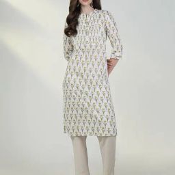 SHOWOFF Cream Floral Print Kurta-picture-31