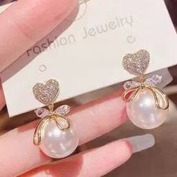 Celestria Artificial Stones Studded Circular Shaped Drop Earrings-12