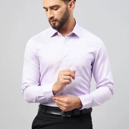 Louis Stitch Purple Cotton Regular Fit Texture Shirt-image-2