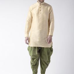 DEYANN Men Cream-Coloured & Green Solid Kurta with Patiala-8