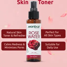 MONBAIR Set of 2 Pure Rose Water For Pore Reduction & Hydration - 100 ml Each image 4