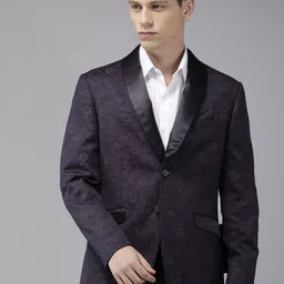 V Dot Self Design Textured Skinny Fit Single-Breasted Formal Blazer-image-15
