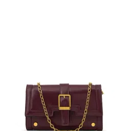 Miraggio Maroon Solid Small Cross Body Bag-17