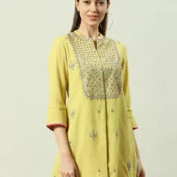 Biba Mint Green Embellished Straight Kurti-image-75