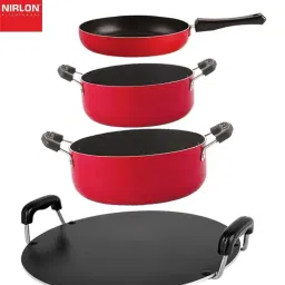 Nirlon Red Aluminium Non- Stick Cookware - Set of 4-29