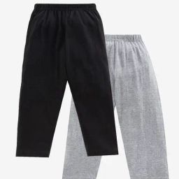 Kiddopanti Kids Grey & Black Solid Pyjamas (Pack Of 2)-image-70
