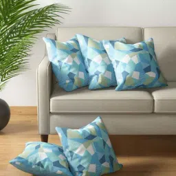 Petal Home Origami Blue Cotton Cushion Cover - Set of 5-image-85