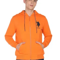 U.S. Polo Assn. Orange Cotton Regular Fit Hooded Sweatshirt-picture-30