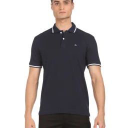 Arrow Navy Blue Cotton Regular Fit Polo T-Shirt-picture-39