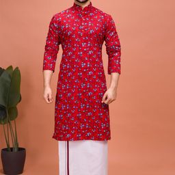 SHIWAM ETHNIX Floral Printed Mandarin Collar Straight Kurta-image-78